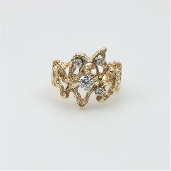 14kt Gold Free Form Diamond Ring