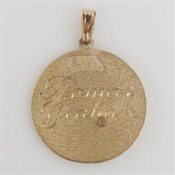 14kt Gold Gemini Clear Stone Circle Pendant