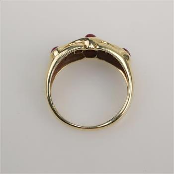 14kt Gold Green And Red Stone Ring