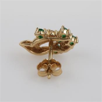 14kt Gold Green & Clear Stone Earring