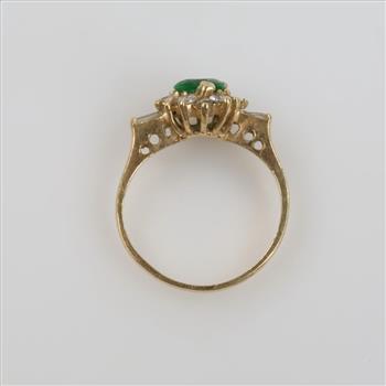 14kt Gold Green & Clear Stone Ring