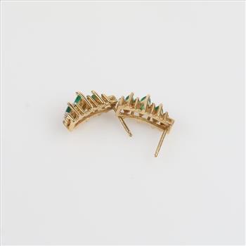 14kt Gold Green Emerald Diamond Accent Earrings