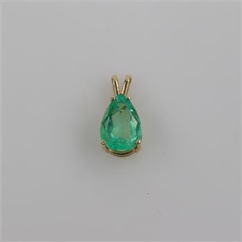 14kt Gold Green Emerald Teardrop Pendant