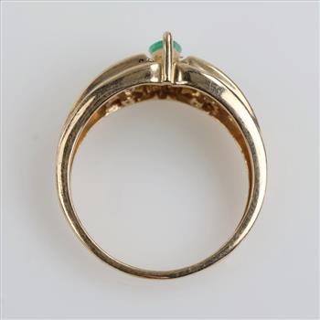 14kt Gold Green Emeralds & Diamond Accent Ring