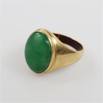 14kt Gold Green Jade Ring