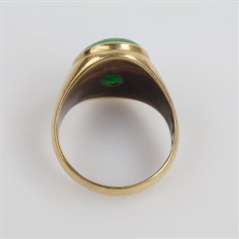 14kt Gold Green Jade Ring
