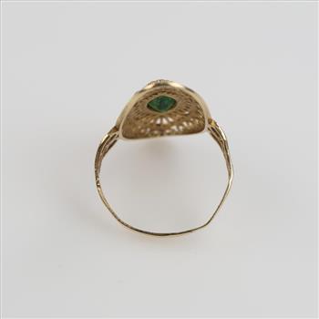14kt Gold Green Spinel & Cubic Zirconia Ring