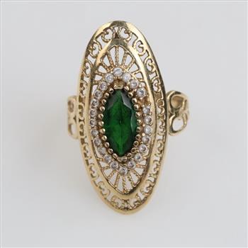 14kt Gold Green Spinel & Cubic Zirconia Ring