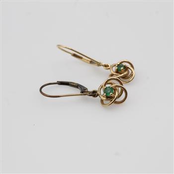 14kt Gold Green Stone Earrings