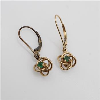 14kt Gold Green Stone Earrings
