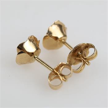 14kt Gold Green Stone Flower Earrings