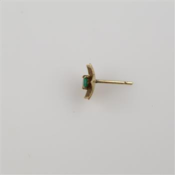14kt Gold Green Stone Single Earring