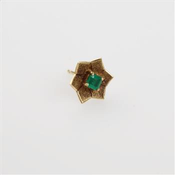 14kt Gold Green Stone Single Earring