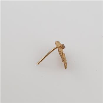 14kt Gold Heart Clear Stone Earring