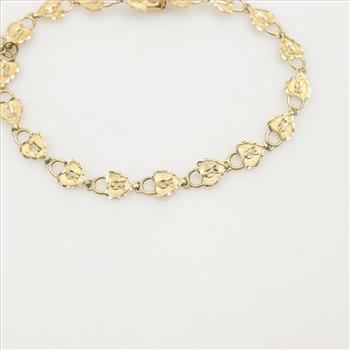 14kt Gold Heart Lock And Key Charm Bracelet