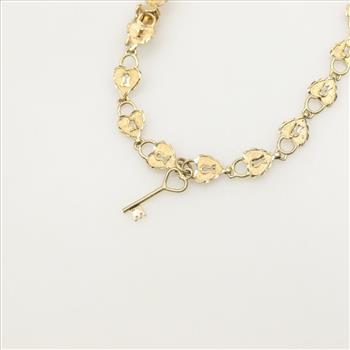 14kt Gold Heart Lock And Key Charm Bracelet