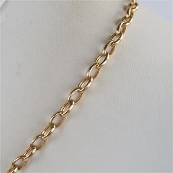 14kt Gold Heart Pendant Hollow Link Toggle Necklace