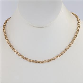 14kt Gold Heart Pendant Hollow Link Toggle Necklace