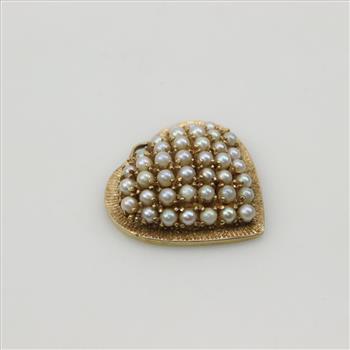 14kt Gold Heart Pendant With Pearl Accents