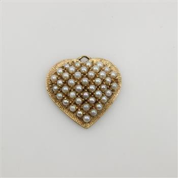 14kt Gold Heart Pendant With Pearl Accents