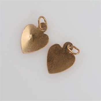14kt Gold Heart Pendants, 2 Pieces