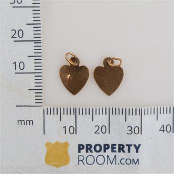 14kt Gold Heart Pendants, 2 Pieces