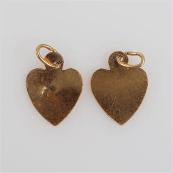 14kt Gold Heart Pendants, 2 Pieces