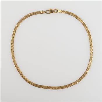 14kt Gold Herringbone Chain Link Anklet