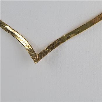 14kt Gold Herringbone Chain Link Necklace