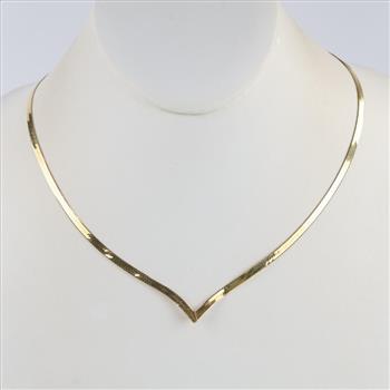 14kt Gold Herringbone Chain Link Necklace