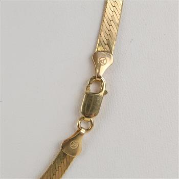 14kt Gold Herringbone Chain Link Necklace