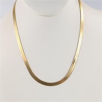 14kt Gold Herringbone Chain Link Necklace