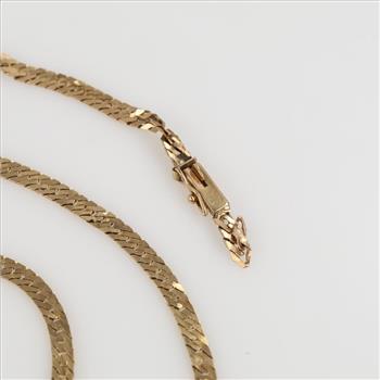 14kt Gold Herringbone Chain Link Necklace