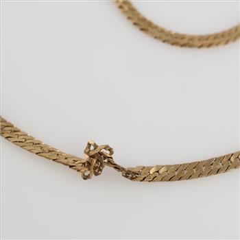 14kt Gold Herringbone Chain Link Necklace