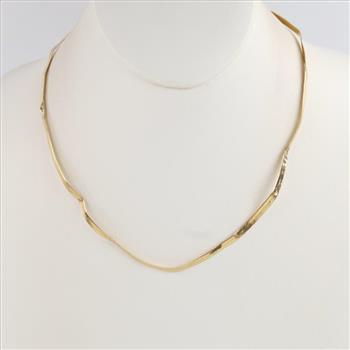 14kt Gold Herringbone Link Necklace