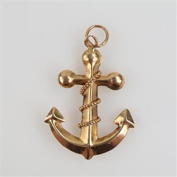 14kt Gold Hollow Anchor Pendant