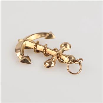 14kt Gold Hollow Anchor Pendant