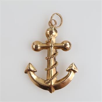 14kt Gold Hollow Anchor Pendant
