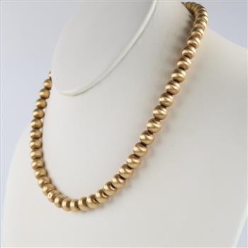 14kt Gold Hollow Bead Necklace