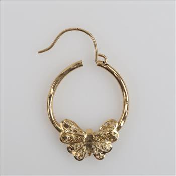 14kt Gold Hollow Butterfly Hoop Earring