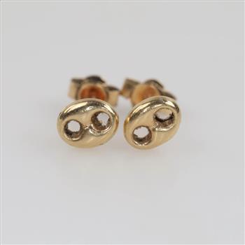 14kt Gold Hollow Button Stud Earrings
