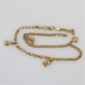 14kt Gold Hollow Charm Anklet