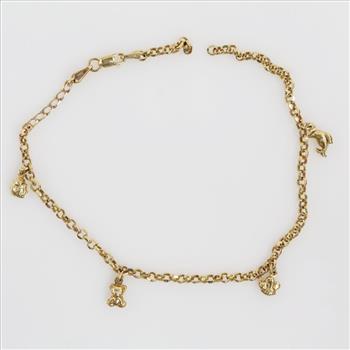 14kt Gold Hollow Charm Anklet