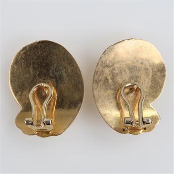 14kt Gold Hollow Clip On Earrings