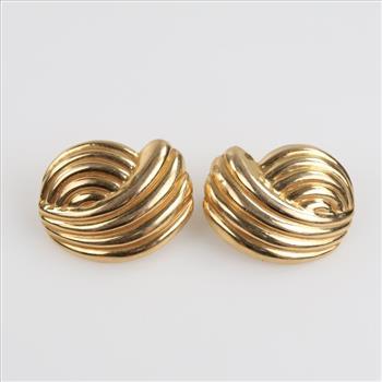 14kt Gold Hollow Clip On Earrings