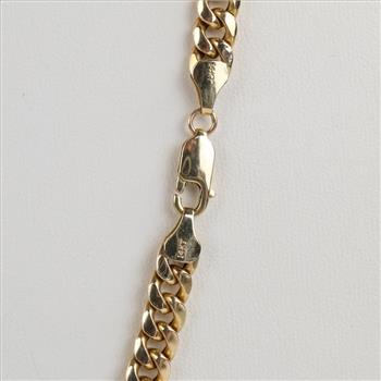 14kt Gold Hollow Curb Chain Necklace