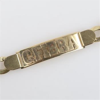 14kt Gold Hollow Curb Link Chain Name Plate Bracelet-Evaluated By Our Certified Gemologist-AGS/GIA