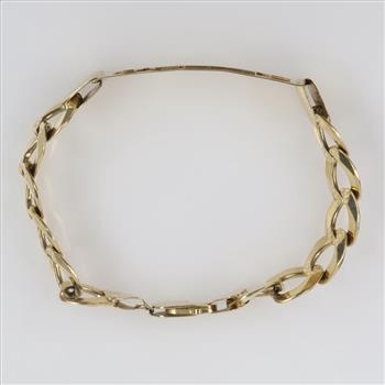 14kt Gold Hollow Curb Link Chain Name Plate Bracelet-Evaluated By Our Certified Gemologist-AGS/GIA