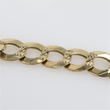 14kt Gold Hollow Curb Link Chain Name Plate Bracelet-Evaluated By Our Certified Gemologist-AGS/GIA