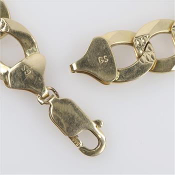 14kt Gold Hollow Curb Link Chain Name Plate Bracelet-Evaluated By Our Certified Gemologist-AGS/GIA